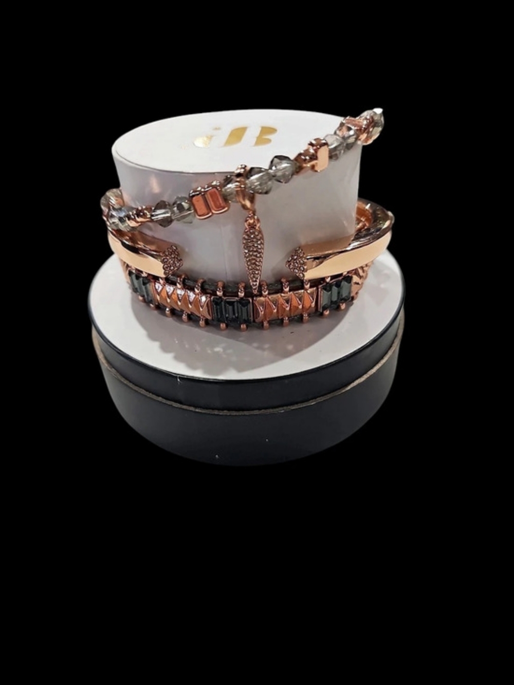 Bomb Party Rose-Gold Tone 3 Bracelet Stack Set